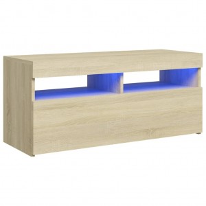 Móvel de TV com luzes LED 90x35x40 cm carvalho sonoma H