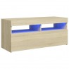Mueble de TV con luces LED roble Sonoma 90x35x40 cm 2