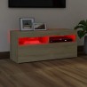 Mueble de TV con luces LED roble Sonoma 90x35x40 cm 5