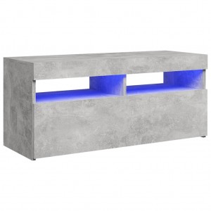 Mueble de TV con luces LED gris hormigón 90x35x40 cm H