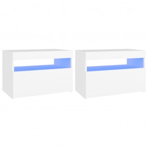 Móveis de TV com luzes LED 2 pcs 60x35x40 cm branco H