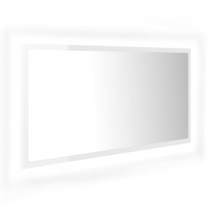 Espejo de baño LED crílico blanco brillo 90x8.5x37 cm H