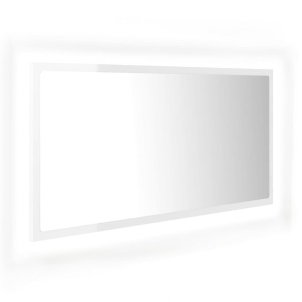 Espelho casa banho c/ LED 90x8.5x37cm acrílico branco brilhante M 2