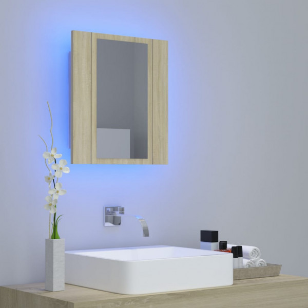 Armario espejo de baño LED acrílico roble Sonoma 40x12x45 cm M 3