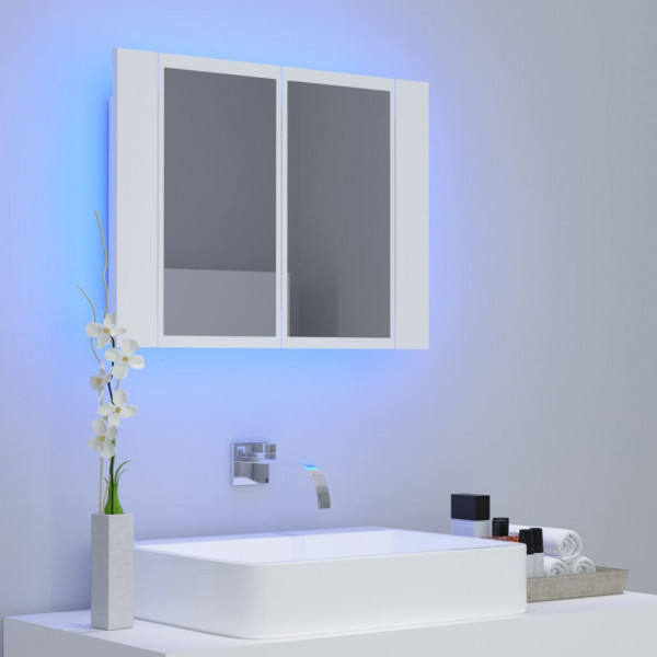 Armario espejo de baño con luz LED acrílico blanco 60x12x45 cm M 3