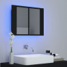 Armario espejo de baño con luz LED acrílico negro 60x12x45 cm 3