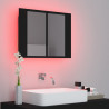 Armario espejo de baño con luz LED acrílico negro 60x12x45 cm 4