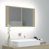 Armario espejo de baño LED acrílico roble Sonoma 80x12x45 cm 1