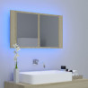 Armario espejo de baño LED acrílico roble Sonoma 80x12x45 cm 3