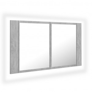 Armario espejo baño luz LED acrílico gris hormigón 80x12x45 cm H