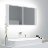 Armario espejo de baño con luz LED acrílico blanco 90x12x45 cm 1