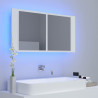 Armário espelhado casa de banho LED 90x12x45 cm acrílico branco 3