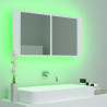 Armario espejo de baño con luz LED acrílico blanco 90x12x45 cm 4