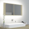 Armario espejo de baño LED acrílico roble Sonoma 90x12x45 cm 1