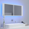 Armário espelhado casa de banho LED 100x12x45cm acrílico branco 5
