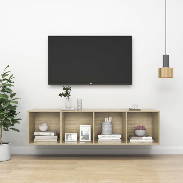 Mueble TV pared contrachapada color roble Sonoma 37x37x142.5 cm D