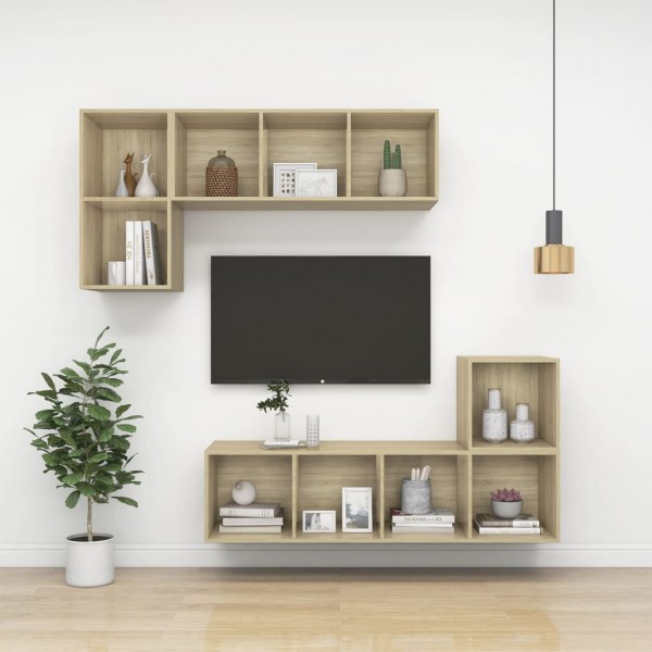 Mueble TV pared contrachapada color roble Sonoma 37x37x142.5 cm M 5