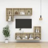 Mueble TV pared contrachapada color roble Sonoma 37x37x142.5 cm 5