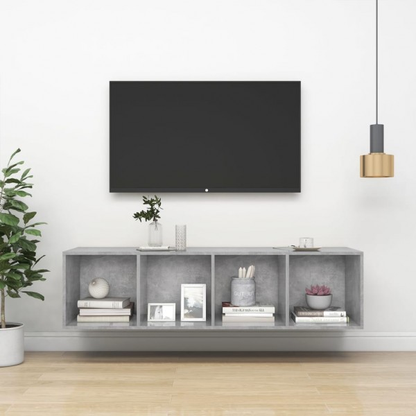 Mueble TV pared madera contrachapada hormigón 37x37x142.5 cm D