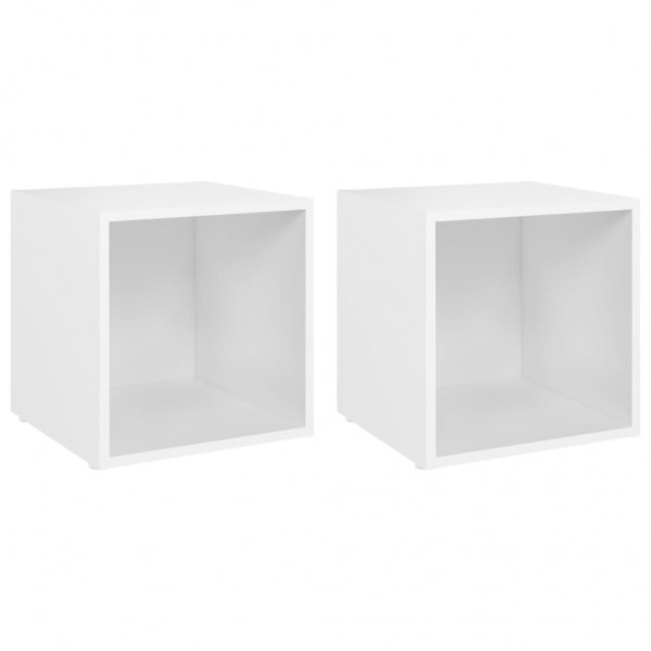 Muebles para TV 2 uds madera contrachapada blanco 37x35x37 cm M 2