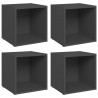 Muebles para TV 4 uds madera contrachapada gris 37x35x37 cm 2