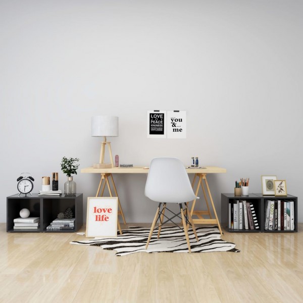 Muebles para TV 4 uds madera contrachapada gris 37x35x37 cm M 3