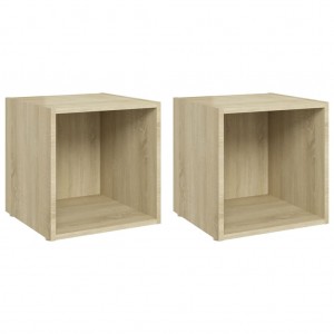 Muebles de TV 2uds madera contrachapada roble Sonoma 37x35x37cm H