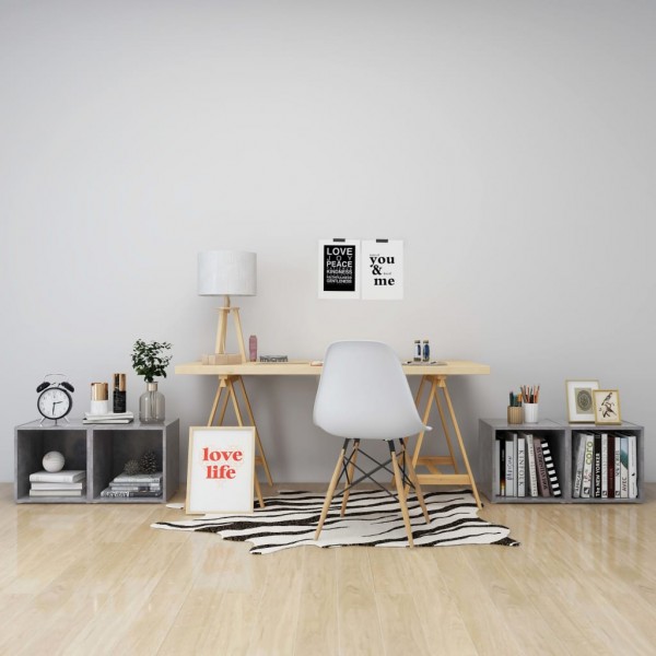 Mueble de TV 4uds madera contrachapada gris hormigón 37x35x37cm M 3