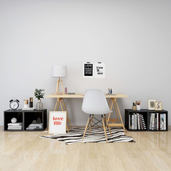 Muebles TV 4 uds madera contrachapada gris brillo 37x35x37 cm M 3