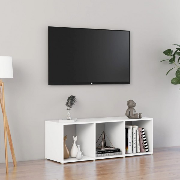Mueble de TV madera contrachapada blanco 107x35x37 cm D
