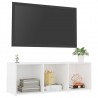 Mueble de TV madera contrachapada blanco 107x35x37 cm 3