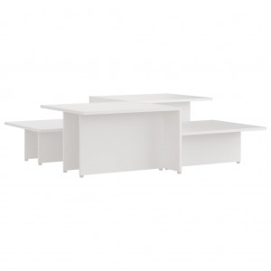 Mesa de centro 2 pzas madera contrachapada blanco 111.5x50x33cm H