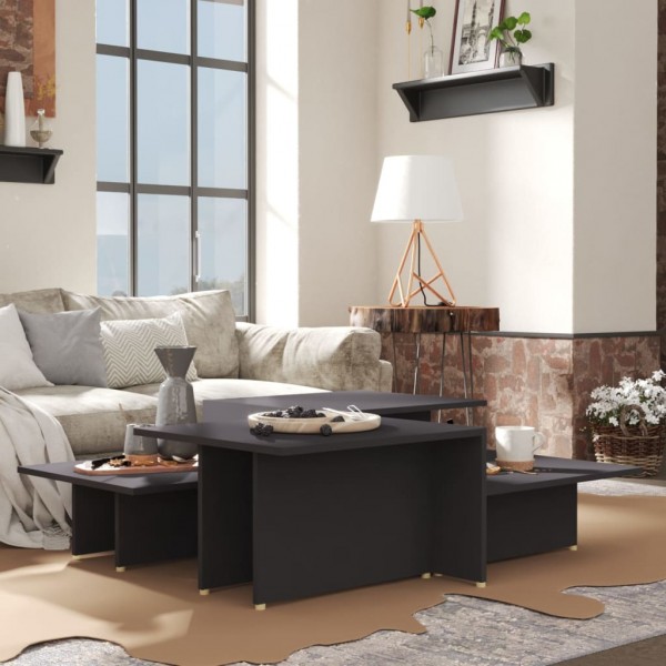 Mesa de centro 2 pzas madera contrachapada gris 111.5x50x33cm D