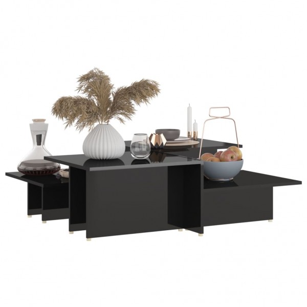Mesa de centro 2 pzas madera contrachapada negro 111.5x50x33cm M 3