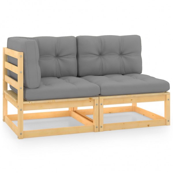 Set de muebles de jardín 2 pzas con cojines madera maciza pino D