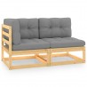2 pcs conjunto lounge de jardim com almofadões pinho maciço 1