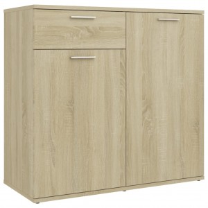 Aparador de madera contrachapada color roble Sonoma 80x36x75 cm H
