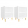 Mesitas de noche patas madera maciza blanca 2 uds 40x30x50 cm 2