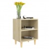 Mesita de noche con patas madera maciza roble Sonoma 40x30x50cm 3