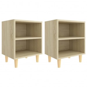 Mesitas de noche 2 uds con patas madera roble Sonoma 40x30x50cm H