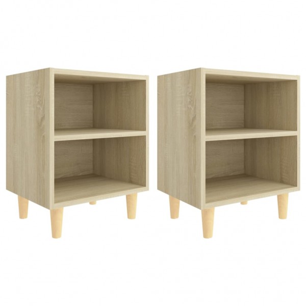 Mesitas de noche 2 uds con patas madera roble Sonoma 40x30x50cm M 2