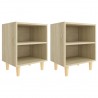 Mesitas de noche 2 uds con patas madera roble Sonoma 40x30x50cm 2