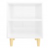 Mesas cabeceira pernas madeira 2pcs 40x30x50cm branco brilhante 5