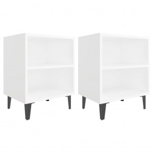 Mesas de cabeceira pernas em metal 2 pcs 40x30x50 cm branco H