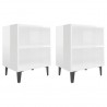 Mesas cabeceira pernas metal 2 pcs 40x30x50 cm branco brilhante 2