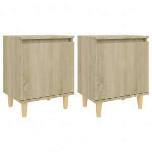 Mesitas de noche 2 uds con patas madera roble Sonoma 40x30x50cm H