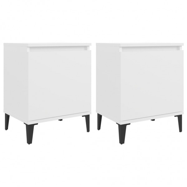 Mesitas de noche con patas de metal 2 uds blanco 40x30x50 cm M 2