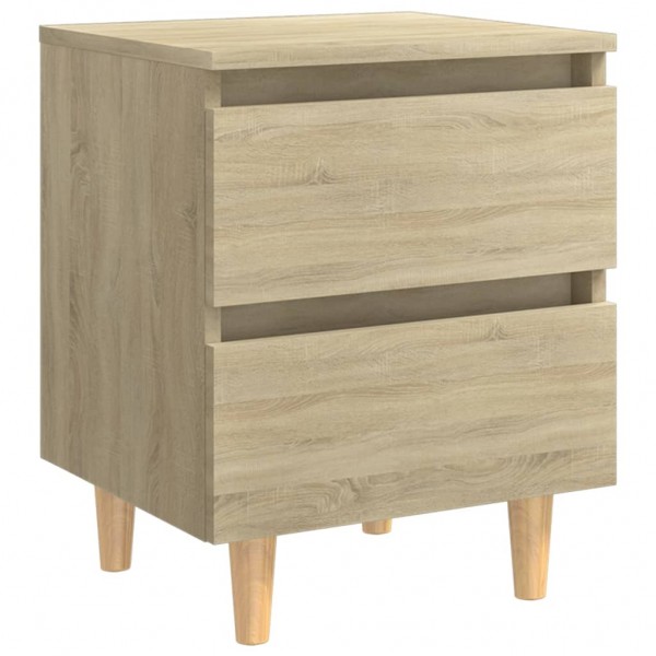 Mesita de noche patas madera maciza roble Sonoma 40x35x50 cm M 2