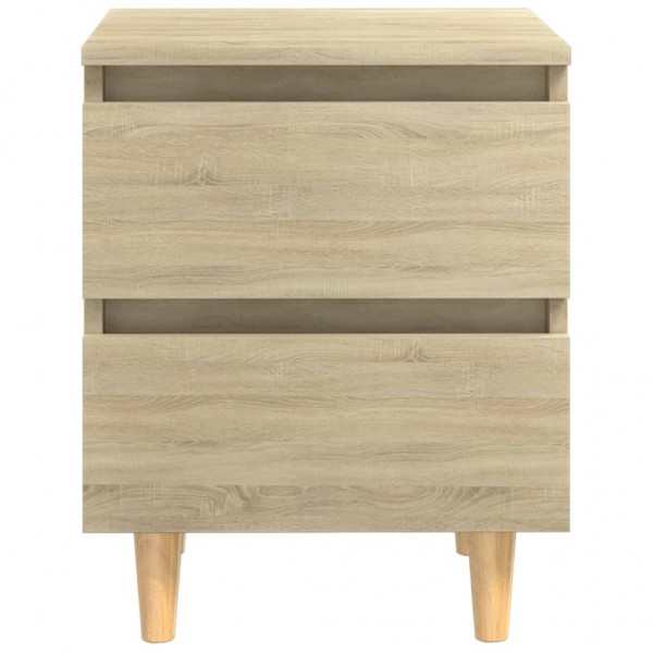 Mesita de noche patas madera maciza roble Sonoma 40x35x50 cm M 3
