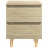 Mesa de cabeceira c/ pernas de pinho 40x35x50cm carvalho sonoma 3